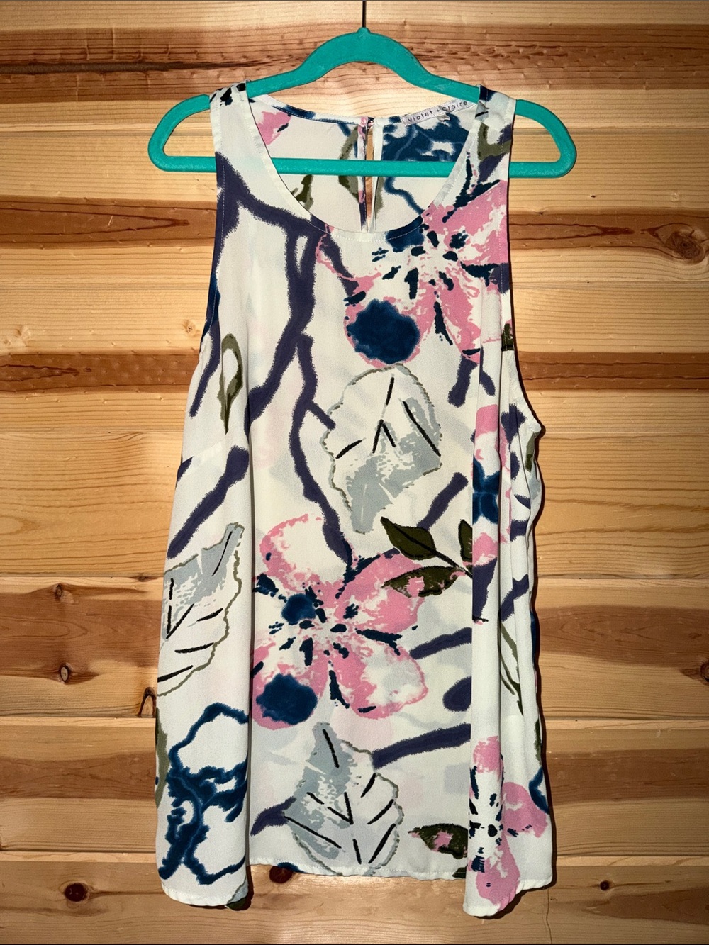 Violet & Claire Cream Top with Pink, Navy & Olive Floral Print